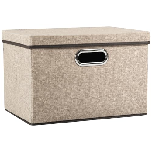 Collapsible Storage Cubes with Lids [1 (Khaki / M(1-Pack))