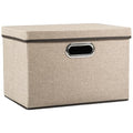 Collapsible Storage Cubes with Lids [1 (Khaki / M(1-Pack))
