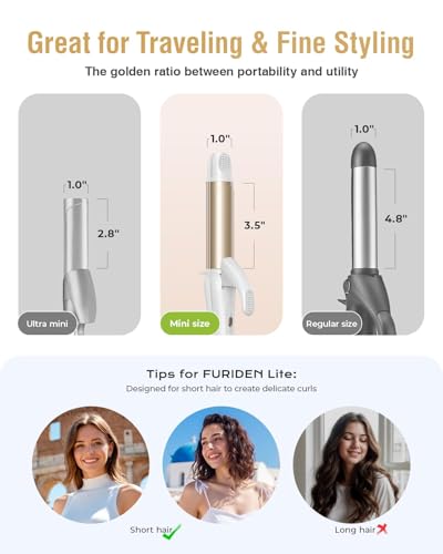 Travel Curling Iron Mini (Golden Years - 450℉ for Thick/Coarse Hair Only)