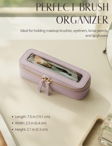 Clear Makeup Bag Travel Cosmetic Case Transparent Toiletry Bag with Zipper (Purple / Minimalist)