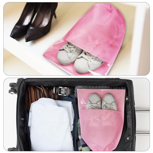 8PCS Travel Shoe Bags with Rope for Men and Women Large Shoes Pouch Organizers (Pink)
