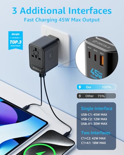 Universal Travel Adapter (GaN45W / Black)