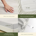 100% Egyptian Cotton Queen Size Sheets Set (Queen / 23 - Striped Ivory)