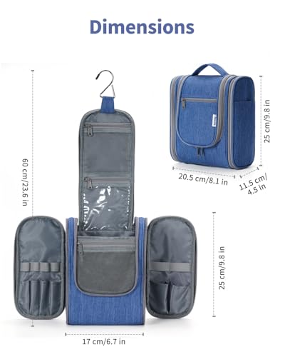 Hanging Travel Toiletry Bag for Women (AH-Navy Blue / Medium)