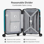 3 Piece Hard Shell Luggage Sets with Spinner Wheels Lightweight Large Suitcase for Women Men Travel Carry On Luggage 20 (Caribbean Blue / 20/24/28 Inch)