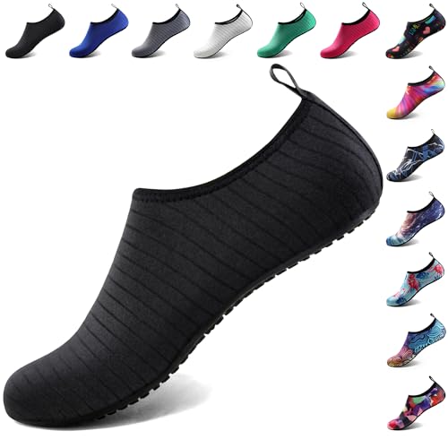 Water Shoes for Women Men Swim Beach Socks Size 3 (3-4 Women/2-3 Men / Black-w001)