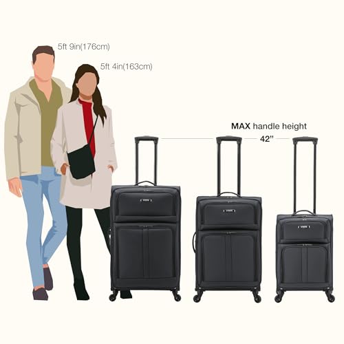 Anzio Softside Expandable Luggage with Spinner Wheels (Dark Grey / 3-Piece Set (22/26/30))