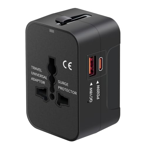 Universal Travel Adapter USB C (Black)