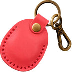 Genuine Leather AirTag Holder Compatible with Apple AirTag 2nd Gen & 1st Gen (Bright Red)