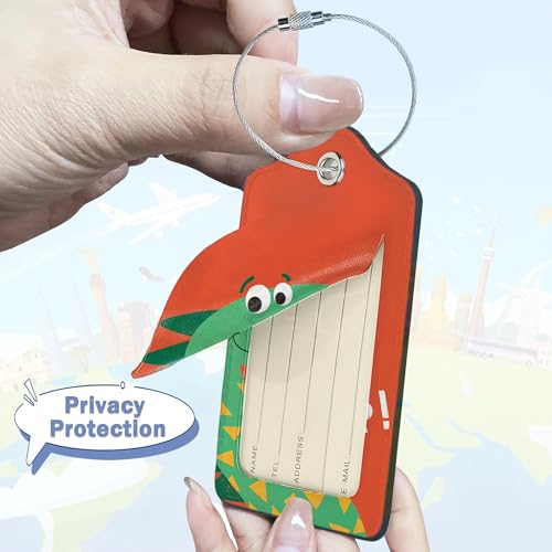 2 Pack Luggage Tags (Cute Cartoon Dinosaur)