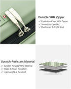 Wide Handle Luggage with Front Pocket Hardshell Aluminium Check In Suitcase with Wheels Medium 24 Inch Front Opening Checked Luggage with Spinner Wheels TSA Approved Luggage (Checked Medium 24 Inch / Bamboo Green)