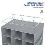 18+2 Section Hanging Shoe Organizer with Side Pockets (Grey With 10 Mesh Pockets / 20 Sections)