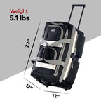 22 inch Carry On 8 Pockets Wheeled Rolling Duffel Bag Water Resistant Luggage Lightweight Travel Suitcase with Retractable Handle (22 inch / Black)