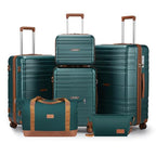 Luggage Sets with Spinner Wheels (Dark Green / 6 piece sets（14/20/24/28/DB/TB）)