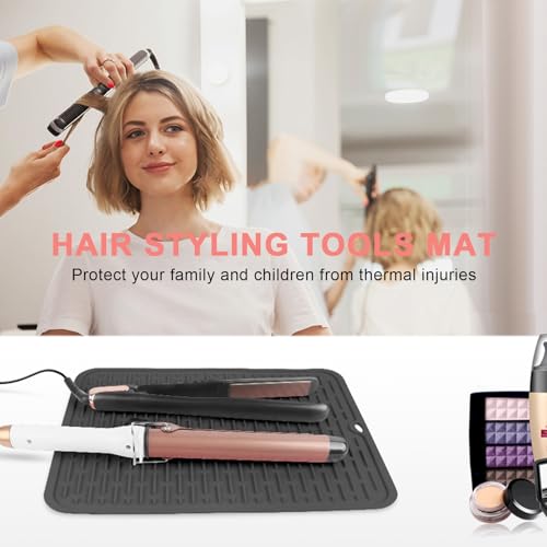 Oversize Silicone Heat Resistant Mat for Hair Tools (Black)