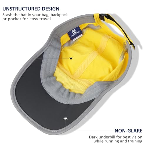 Baseball Cap Nylon Running Cap Outdoor Sports Hat for Men Women Adjustable Quick Drying Reflective Foldable UPF50+ Breath Mesh Water Repellency Race Performance Lightweight Yellow (6 7/8-7 1/2 / Yellow)