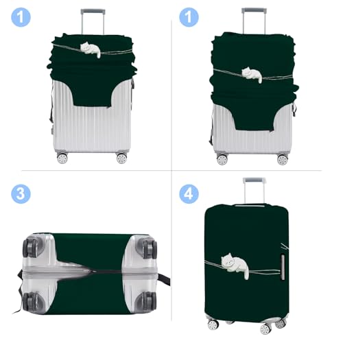 Luggage Cover Washable Suitcase Protector Anti (White cat / S(fits 20-22inch suitcase))