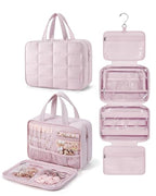 Travel Toiletry Bag with Jewelry Organizer (Pink-2 / Style2-medium Size)