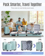 Luggage Sets 3 Pcs Suitcase with Wheels (Mint Green / 3-Piece Set-20 Inch/24 Inch/28 Inch)