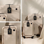 Luggage Tag PU Leather for Suitcase Baggage Handbag Travel Bag Label Suitcase Tag w. Name Card & Privacy Cover (Y)