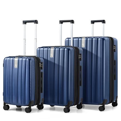 Expandable Hard Shell Luggage Sets (3 Pc Set EXT (20/24/29) / Dark Blue)