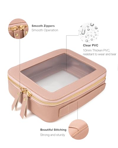 Travel Clear Makeup Bag Set (Mini+Large Dark Pink)