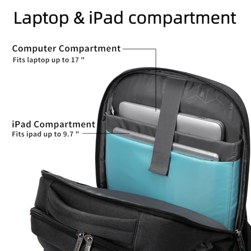 17 Inch Laptop Backpack for Travel Water Resistant College Backpack for Men (Black With Red Tsa Lock / 17 Inch)