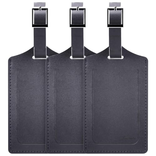 3 Pack Luggage Tags for Suitcases Airplane Travel Essentials (Deep Grey)