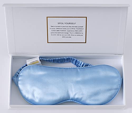 Adjustable 100% 22 Momme Mulberry Silk Sleep Mask (Sky Blue / 1 Count (Pack of 1))