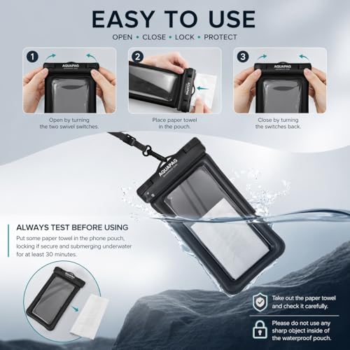 IPX8 Floating Waterproof Phone Pouch 2 Pack (Black Black 2 Pack)
