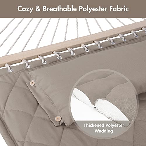 Outdoor Hammock Two Person Hammock with 12FT Steel Stand (2 Person With Stand / Light Brown)