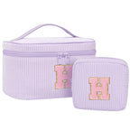 Personalized Initial Makeup Bag for Women Teen Girls (Purple)