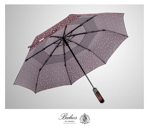 Folding Umbrella Real Wood Handle Maple Leaves Red Plum (Maple Leaves Red Plum)
