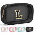 Birthday Gifts for Girls Kids Makeup Bag Organizer Clear Toiletry Bags for Traveling Women Cosmetic Bags with Zipper Birthday Gifts for 3 4 5 6 7 8 9 10 11 12 13 Year Old Girls Black Initial L (Large-Black / L)