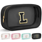 Birthday Gifts for Girls Kids Makeup Bag Organizer Clear Toiletry Bags for Traveling Women Cosmetic Bags with Zipper Birthday Gifts for 3 4 5 6 7 8 9 10 11 12 13 Year Old Girls Black Initial L (Large-Black / L)