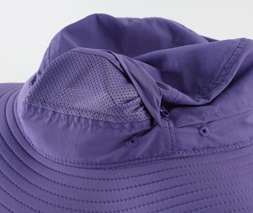Outdoor Sun Hat for Women UPF 50+ Fishing Hiking Gardening Hat Breathable Mesh Cowboy Hat Summer Beach Hat Purple (Large / Purple)