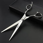 6/7-Inch Professional Hair Scissors Haircut Rose Pattern Hair Scissors Styling Tools Japanese Stainless Steel Scissor Set (7-inch cutting scissors-A)