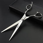 7 Inch Professional Hairdressing Scissors Barber Rose Pattern Hair Stylist Shears Styling Tool Japanese Stainless Steel Clippers (7-inch -3pc-b)