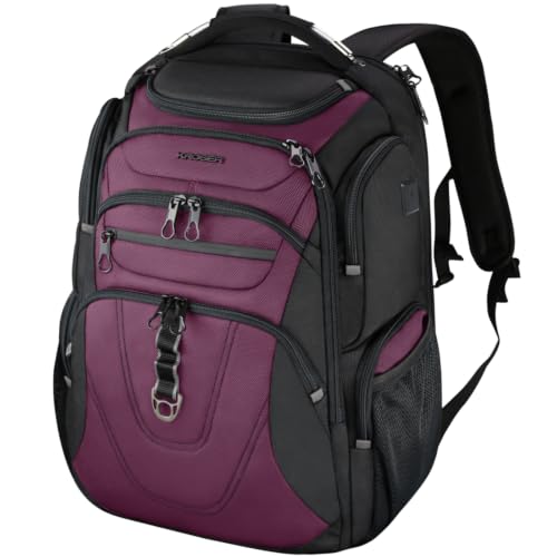 Travel Laptop Backpack 17.3 Inch XL Computer Backpack for Men (Black/Burgundy / 17.3 inch)