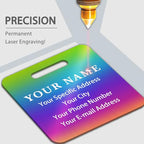 Personalized Metal Luggage Tags (Square Rainbow)