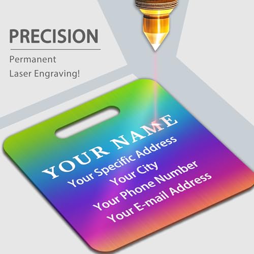 Personalized Metal Luggage Tags (Square Rainbow)