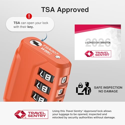 2 TSA Approved Luggage Locks 4 Digit Code Cable Lock Robust Orange (Basic Robust Orange)