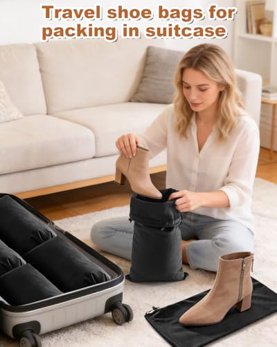 4 Pcs Single Shoe Bags for Travel (Black Beauty / 17.3"x8.6")