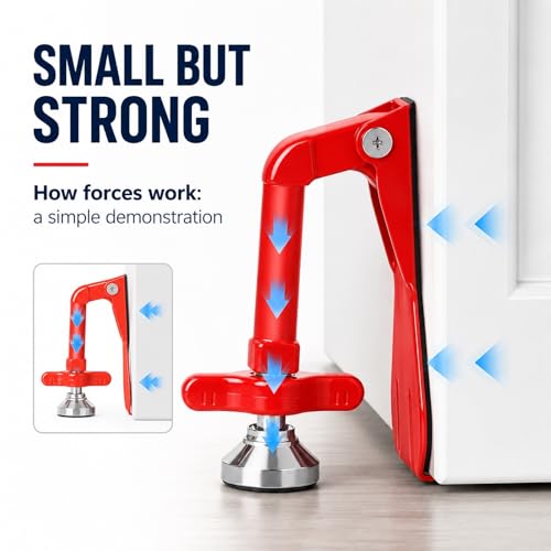 Portable Door Stopper Door Lock for Travel Anti Theft Door Blocker (Red)