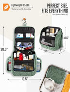 Hanging Travel Toiletry Bag (Green Leaves)