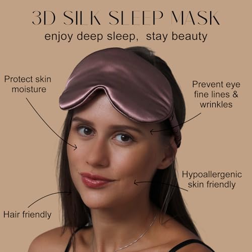 Adjustable 3D 22 Momme 100% Mulberry Silk Sleep Mask (Gray Purple / 1 Count (Pack of 1))