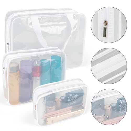 Clear Makeup Bags (Bright White-6PCS (Large+Medium+Small))