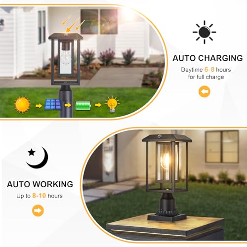 Solar Lamp Post Lights for Outdoor with Pier Mount Base (Large)
