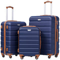 Luggage Set 3 Piece Lightweight Durable Hardshell (Apricot Navy)