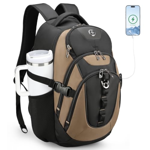 Design Travel Laptop Backpack for Men with USB SD803 (Tan/Black / Standard)